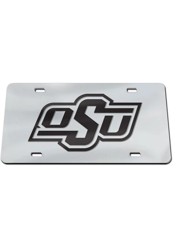 Oklahoma State Cowboys Silver black on silver Car Accessory License Plate