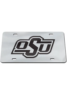 Oklahoma State Cowboys Silver black on silver Car Accessory License Plate