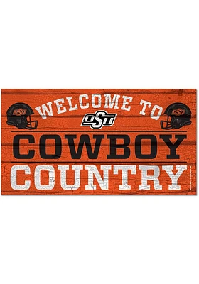 Oklahoma State Cowboys Welcome To 13x24 Wood Sign - Orange