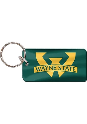 Wayne State Warriors Rectangle Keychain - Green