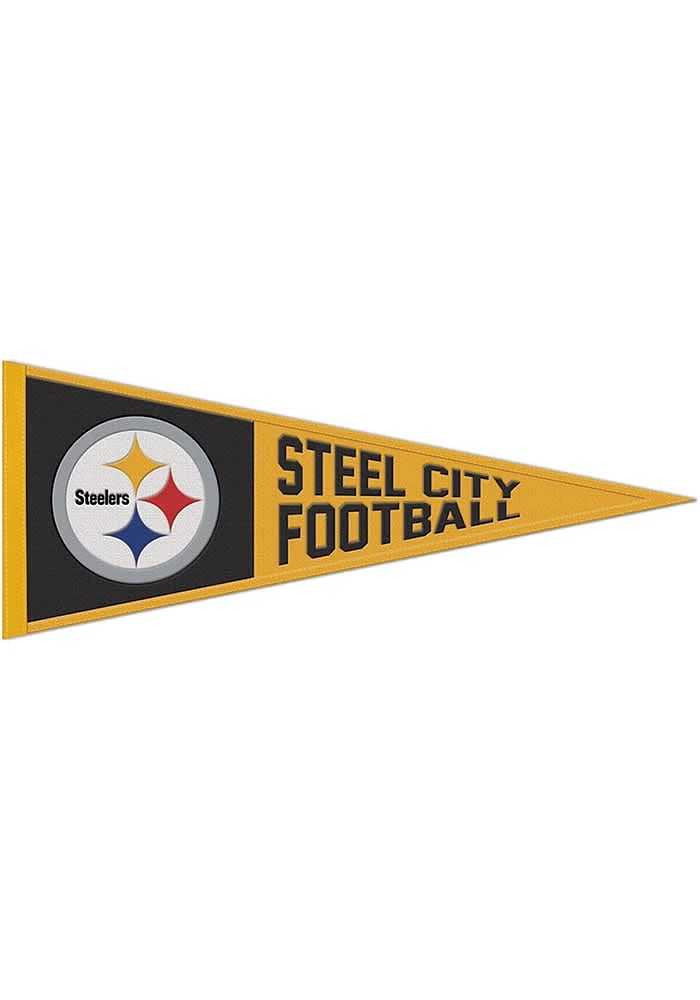Pittsburgh Steelers 13x32 Slogan Pennant - Black