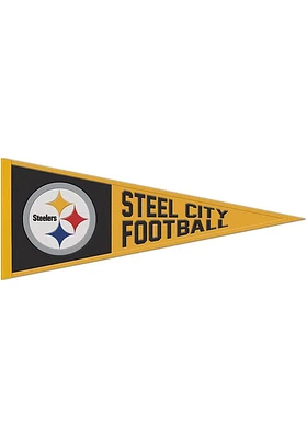 Pittsburgh Steelers 13x32 Slogan Pennant - Black