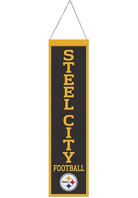 Pittsburgh Steelers 8x32 Slogan Banner - Black