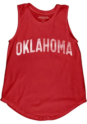 Oklahoma Womens Red Lennon Wordmark Tank Top