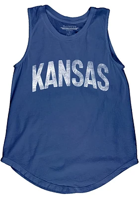 Kansas Womens Blue Lennon Wordmark Tank Top