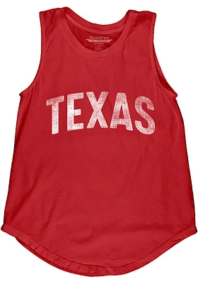 Texas Womens Red Lennon Wordmark Tank Top