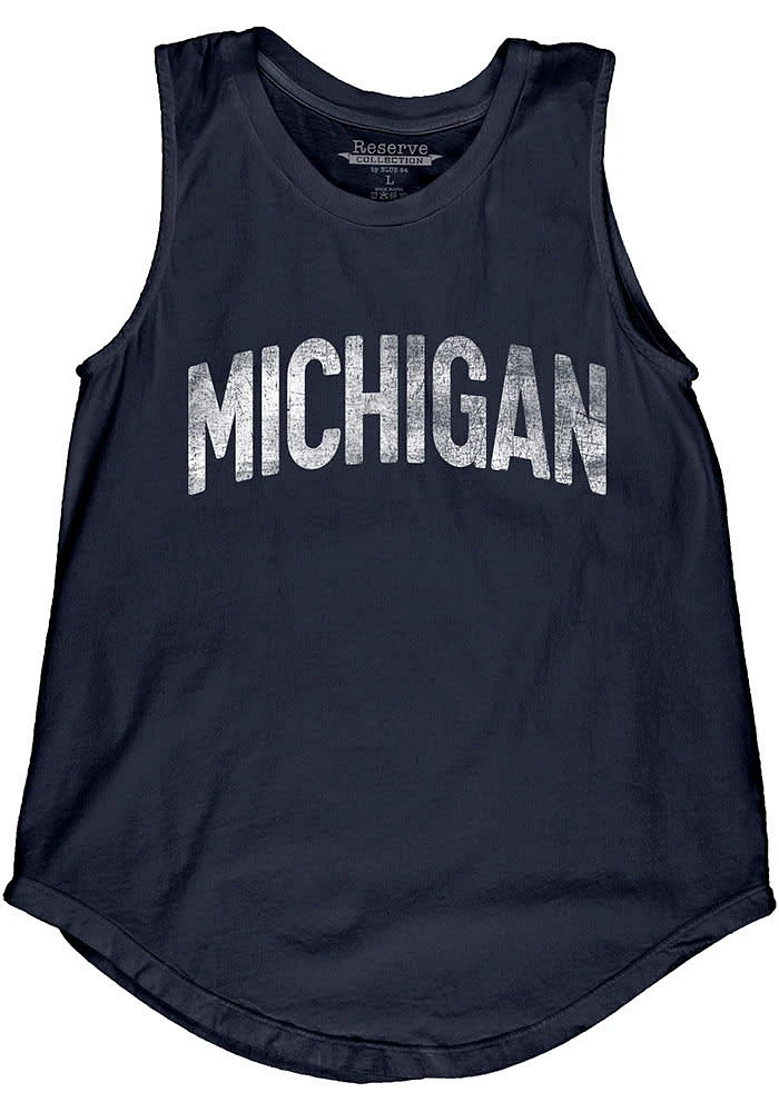 Michigan Womens Navy Blue Lennon Wordmark Tank Top