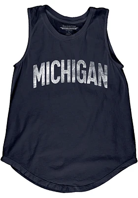 Michigan Womens Navy Blue Lennon Wordmark Tank Top