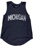 Michigan Womens Navy Blue Lennon Wordmark Tank Top