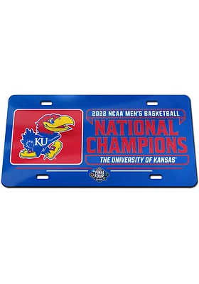 Kansas Jayhawks Silver 2022 National Champs Metallic Car Accessory License Plate
