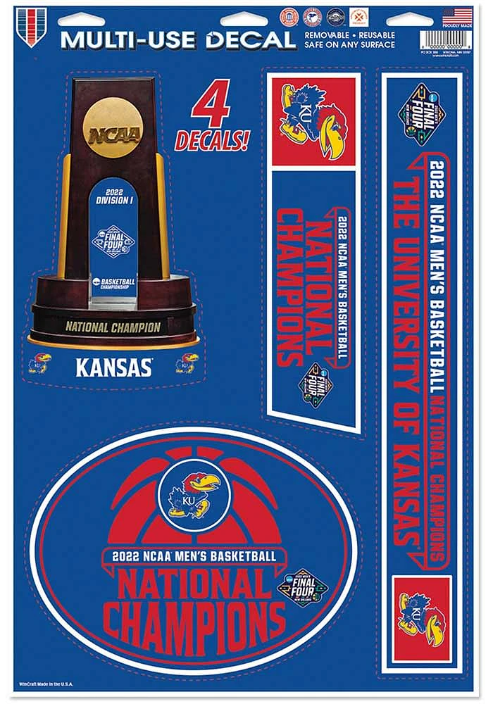 Kansas Jayhawks 2022 National Champs 11x17 4pk Auto Decal - Red