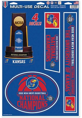 Kansas Jayhawks 2022 National Champs 11x17 4pk Auto Decal - Red