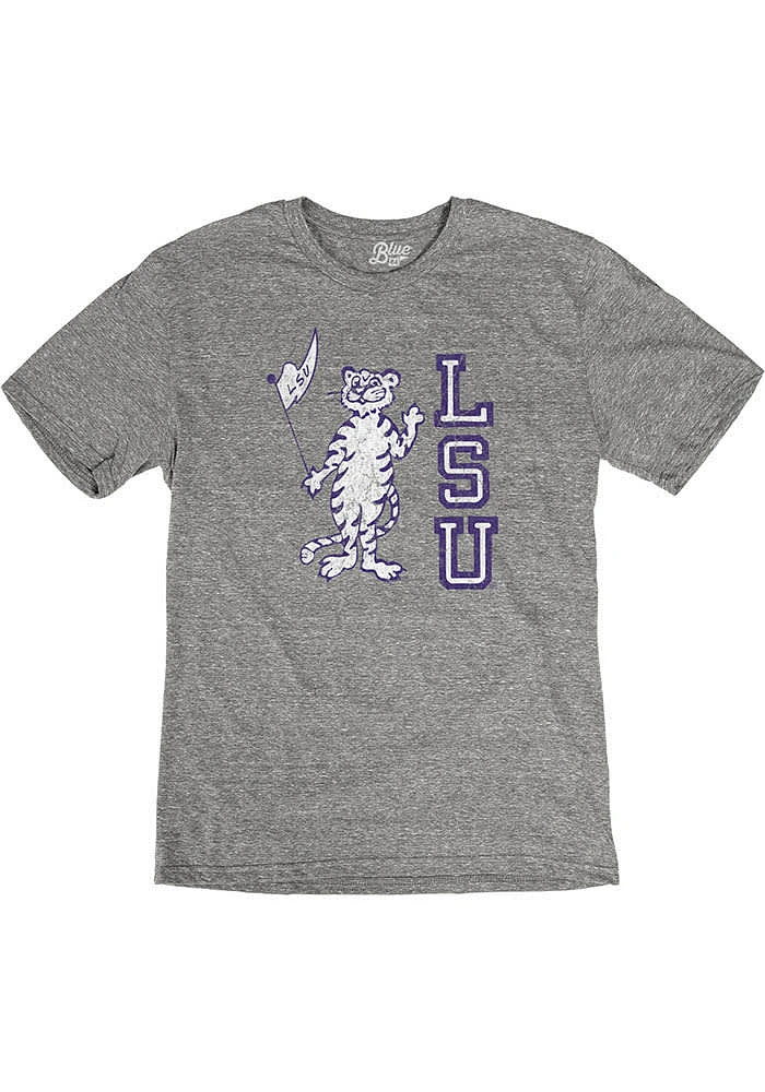 LSU Tigers Grey Vault Mascot Short Sleeve Fashion T Shirt