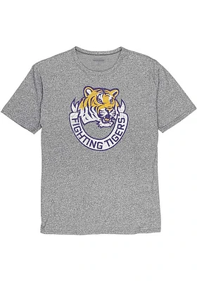 LSU Tigers Grey Vault Mascot Banner Short Sleeve T Shirt