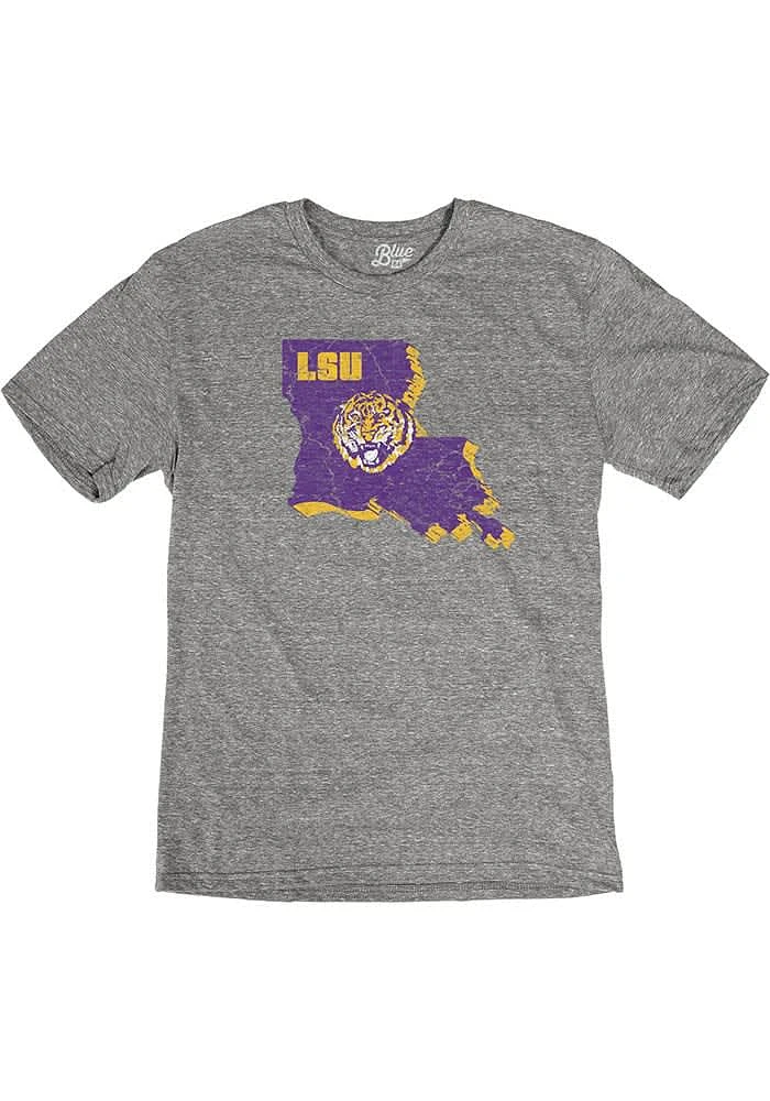 LSU Tigers Grey State of Short Sleeve Fashion T Shirt