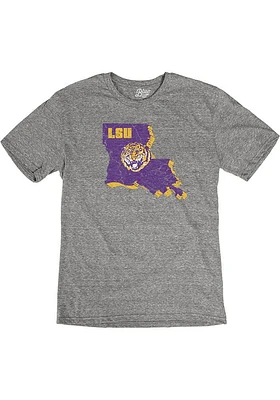LSU Tigers Grey State of Short Sleeve Fashion T Shirt