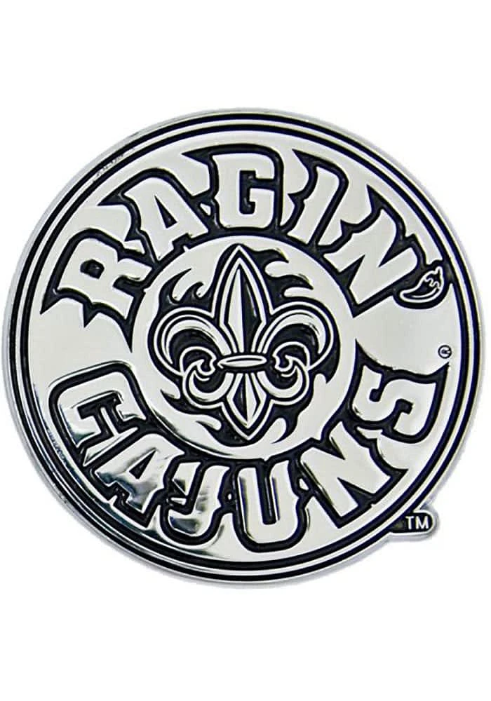 Louisiana Ragin' Cajuns Chrome Free Form Car Emblem - Silver