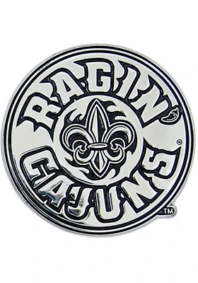 Louisiana Ragin' Cajuns Chrome Free Form Car Emblem - Silver