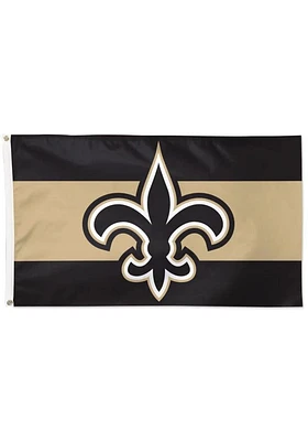 New Orleans Saints Horizontal Stripes Black Silk Screen Grommet Flag