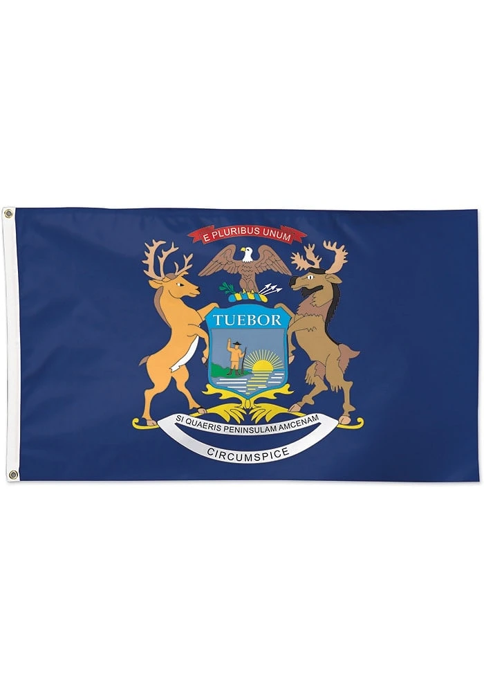 Michigan 3 X 5 Blue Silk Screen Grommet Flag