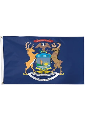 Michigan 3 X 5 Blue Silk Screen Grommet Flag