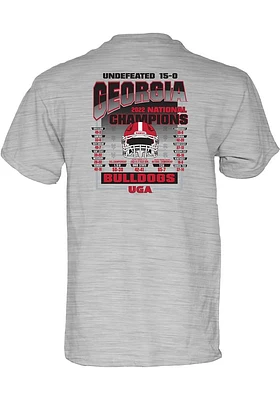 Georgia Bulldogs Grey 2022 Undefeated National Champions Schedule Short Sleeve T Shirt