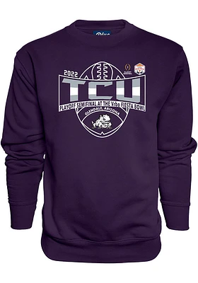 TCU Horned Frogs Mens Purple 2022 College Football Playoff Bound Long Sleeve Crew Sweatshirt