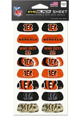 Cincinnati Bengals 8pk Eye Black Tattoo