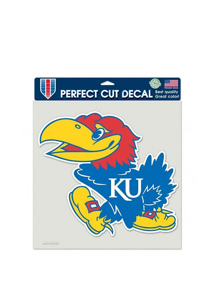 Kansas Jayhawks 8x8 Perfect Cut Auto Decal - Blue