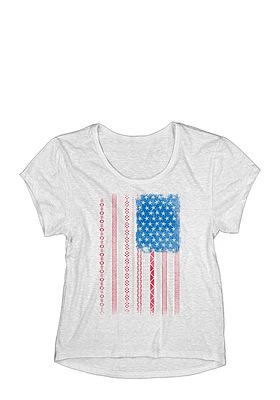 Americana Womens White Aztec Flag Short Sleeve T-Shirt
