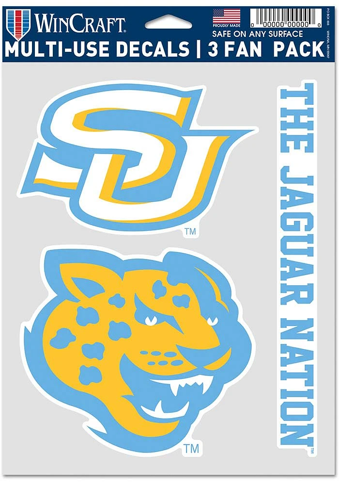 Southern University Jaguars 3pk Auto Decal - Blue