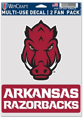 Arkansas Razorbacks 2 Pack Fan Auto Decal - Red
