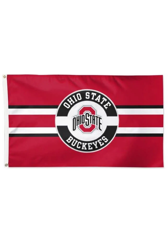 Ohio State Buckeyes 3x5 Applique Red Silk Screen Grommet Flag