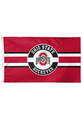 Ohio State Buckeyes 3x5 Applique Red Silk Screen Grommet Flag