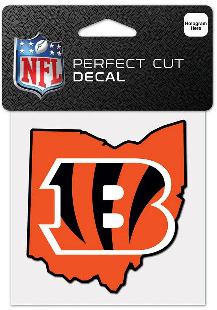 Cincinnati Bengals 4x4 State Shape Auto Decal - Orange