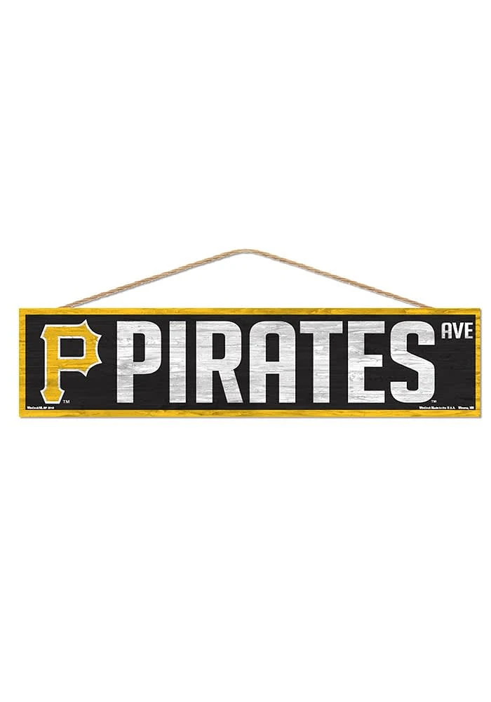 Pittsburgh Pirates 4x17 Avenue Wood Sign - Black