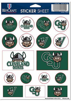 Cleveland State Vikings Sheet of Team Logo Stickers - Green