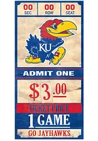 Kansas Jayhawks 6x12 Ticket Wood Sign - Blue