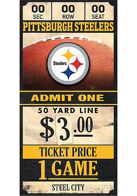 Pittsburgh Steelers 6x12 Ticket Wood Sign - Black