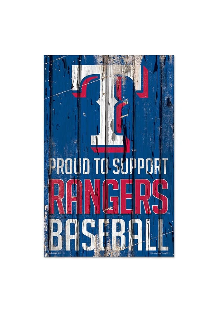 Texas Rangers 11x17 Proud Supporter Sign - Blue