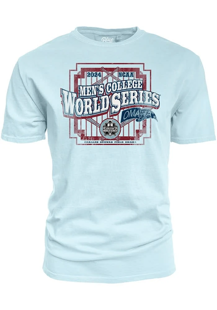 RALLY Light Blue 2024 Baseball College World Series Overdyed Short Sleeve T Shirt