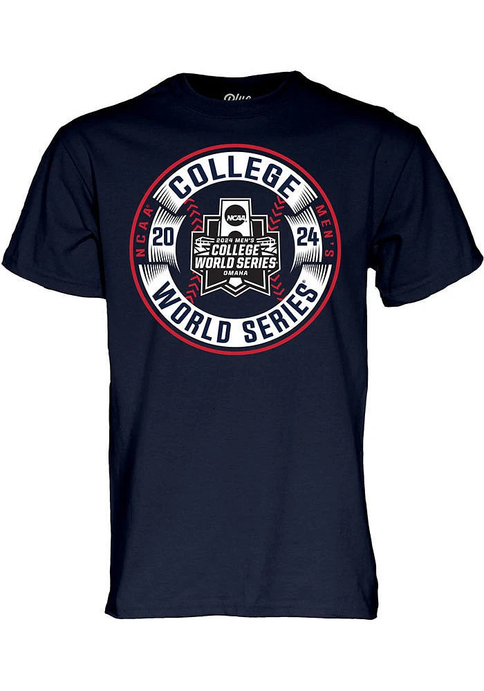 Navy Blue 2024 Baseball College World Series Bound Short Sleeve T Shirt