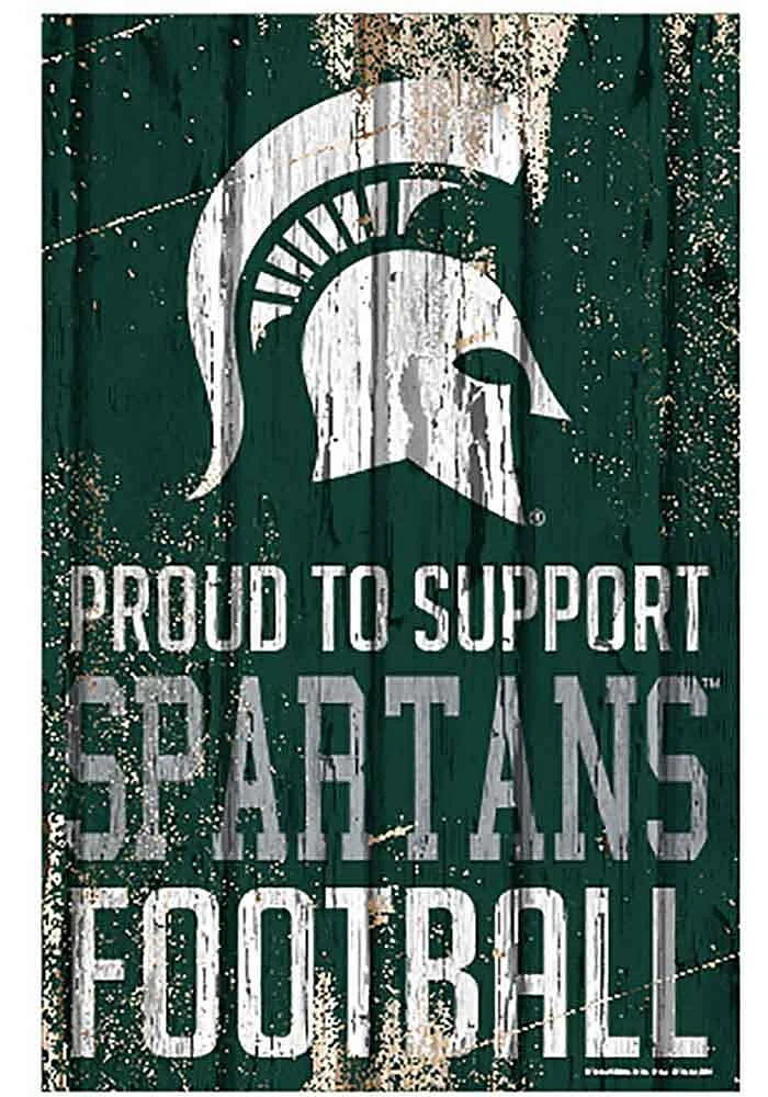 Michigan State Spartans 11x17 Proud Supporter Sign - Green