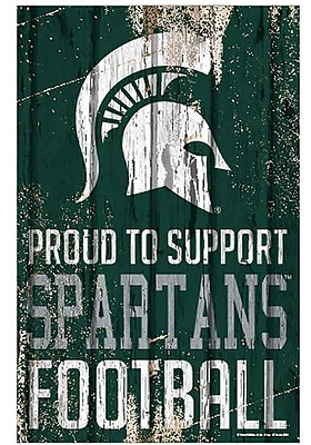 Michigan State Spartans 11x17 Proud Supporter Sign - Green