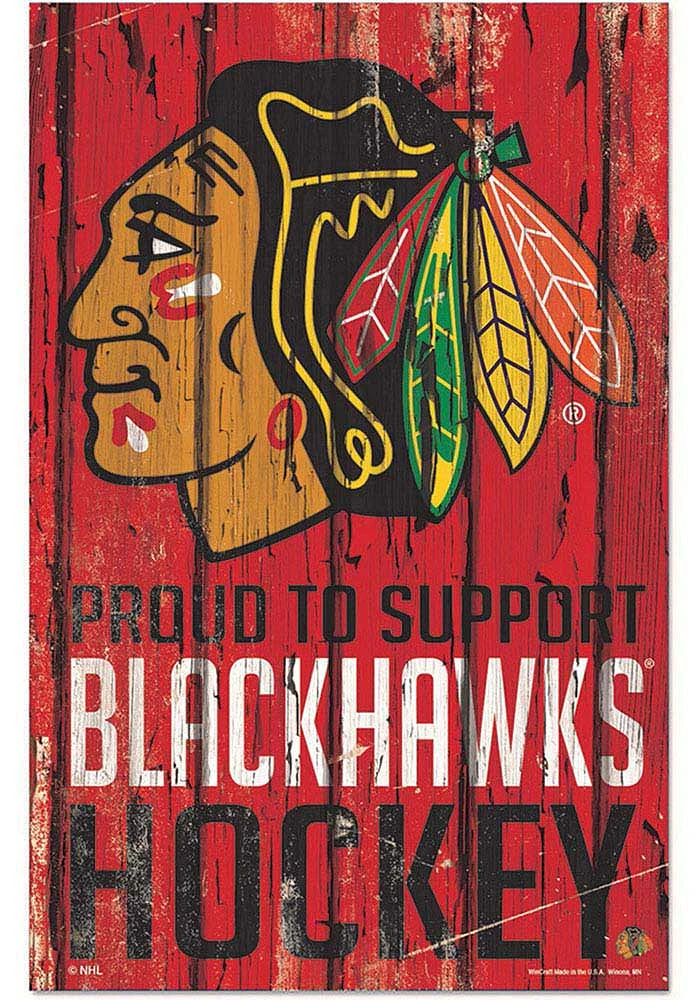 Chicago Blackhawks 11x17 Proud Supporter Sign - Red