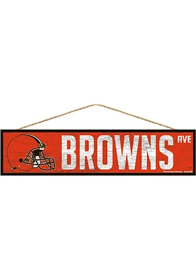 Cleveland Browns 4x17 Avenue Wood Sign - Brown