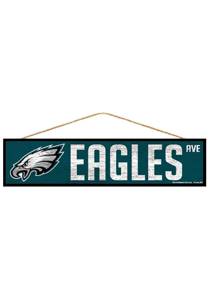 Philadelphia Eagles 4x17 Avenue Wood Sign - Midnight Green