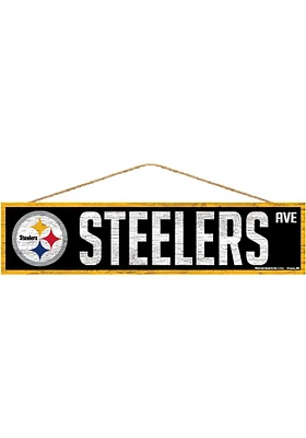 Pittsburgh Steelers 4x17 Avenue Wood Sign - Black