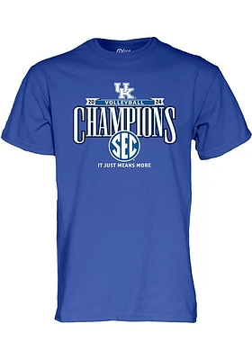 Kentucky Wildcats Blue 2024 SEC Volleyball Champions Short Sleeve T Shirt