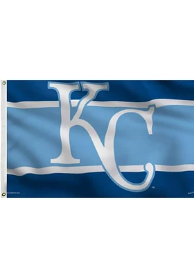 Kansas City Royals 3x5 Striped Silk Screen Grommet Flag - Light Blue